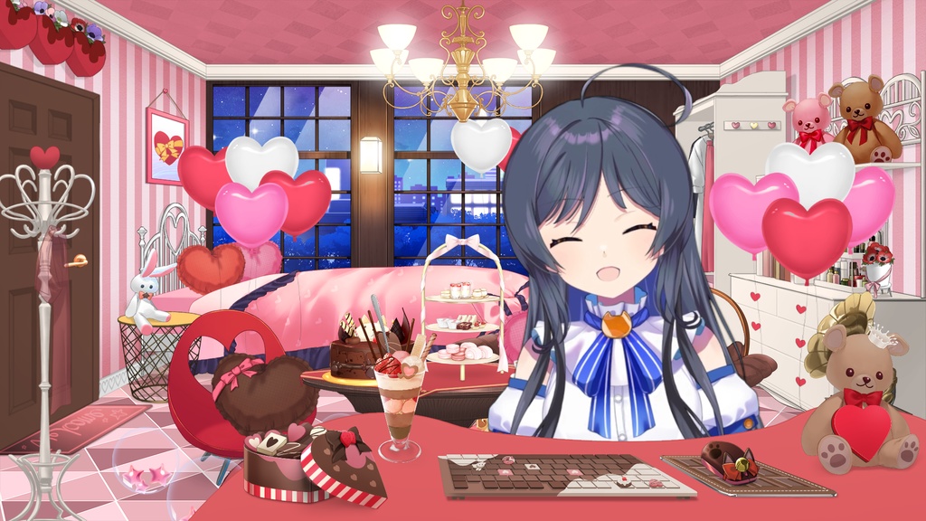 【バレンタイン配信素材】バレンタインルームセット【うさねこ式カスタムお部屋プレミアム】