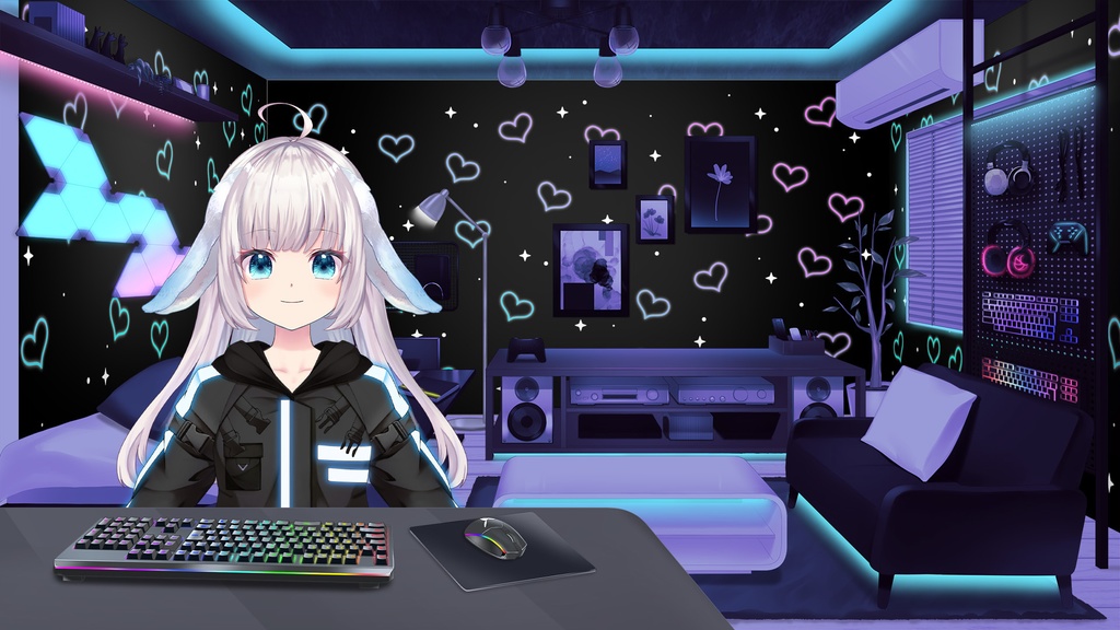 壁紙セット ハートサイバーver.【うさねこ式カスタムお部屋】