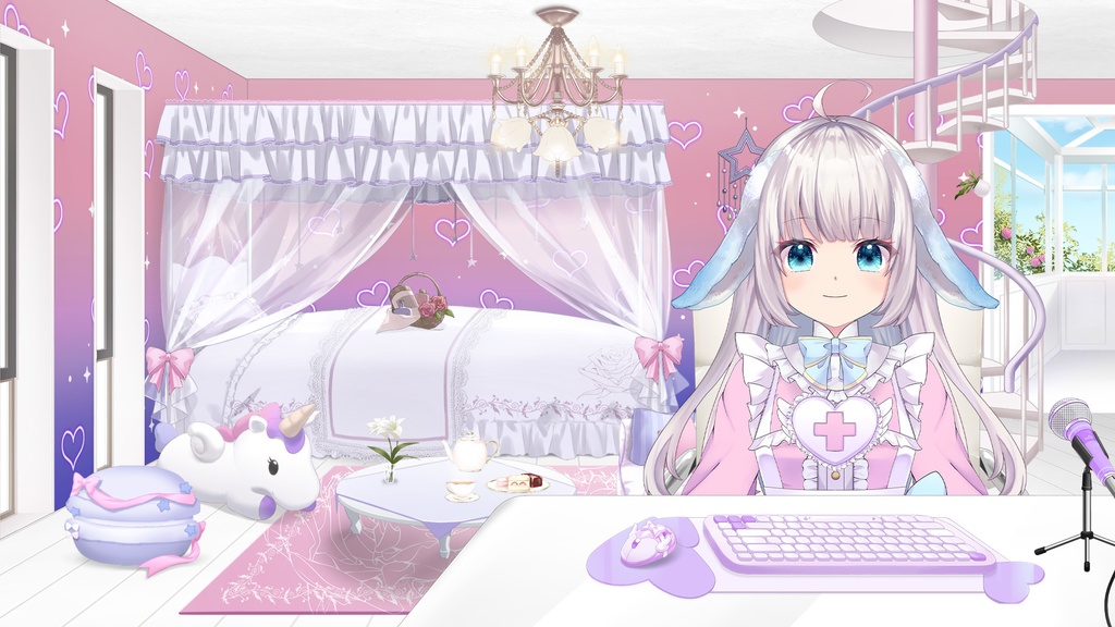 壁紙セット ハートサイバーver.【うさねこ式カスタムお部屋】