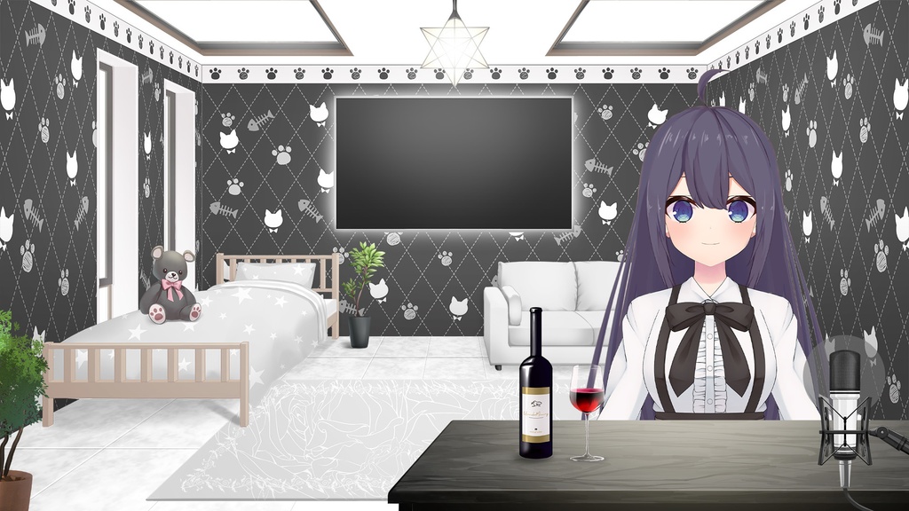 アニマル壁紙セット ねこ×さかなのホネver.【うさねこ式カスタムお部屋】