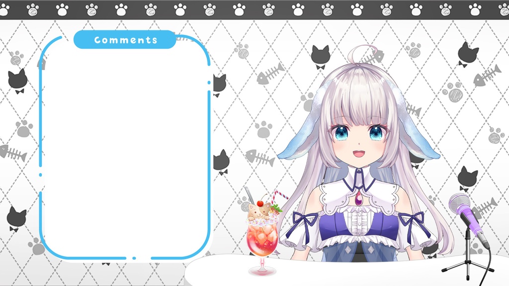 アニマル壁紙セット ねこ×さかなのホネver.【うさねこ式カスタムお部屋】