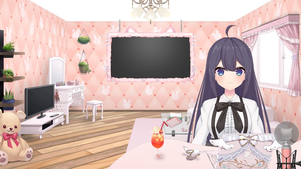 アニマル壁紙セット うさぎ×ハートver.【うさねこ式カスタムお部屋】