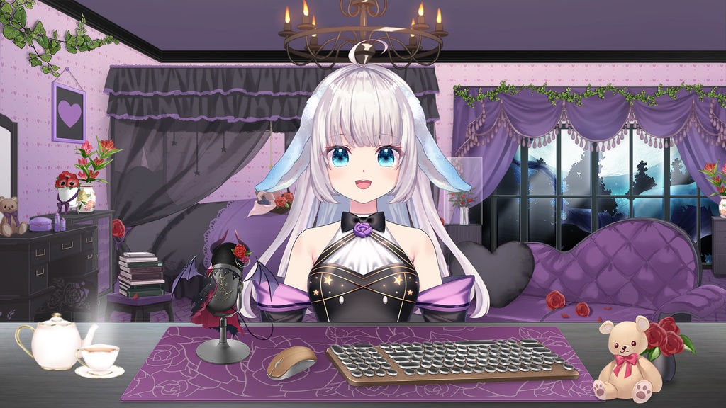 おしゃれでかわいい卓上マイク 悪魔Ver.【動く素材/イラスト素材】