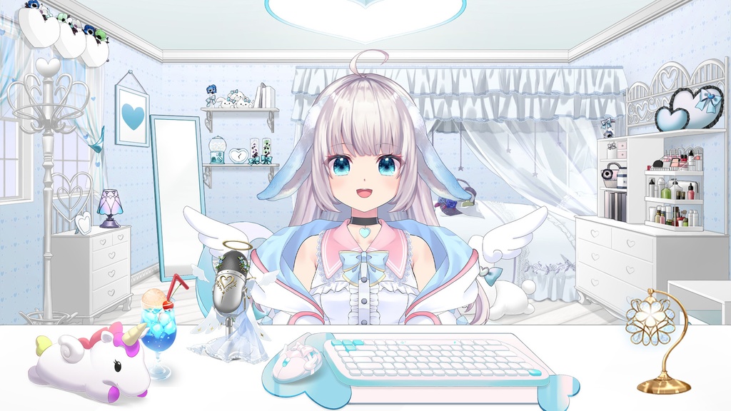 おしゃれでかわいい卓上マイク 天使Ver.【動く素材/イラスト素材】