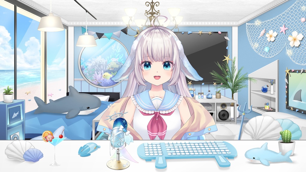 おしゃれでかわいい卓上マイク マリンVer.