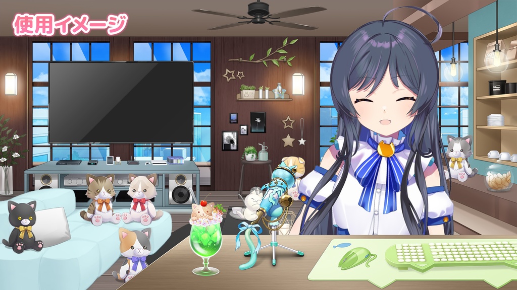 おしゃれでかわいいダイナミックマイク ねこVer.【動く素材/イラスト素材】