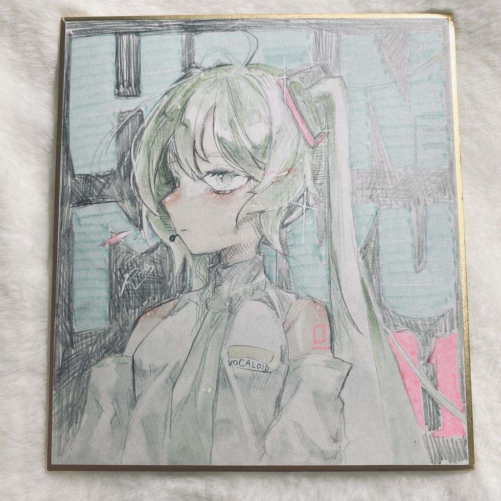 初音ミク　手描き色紙
