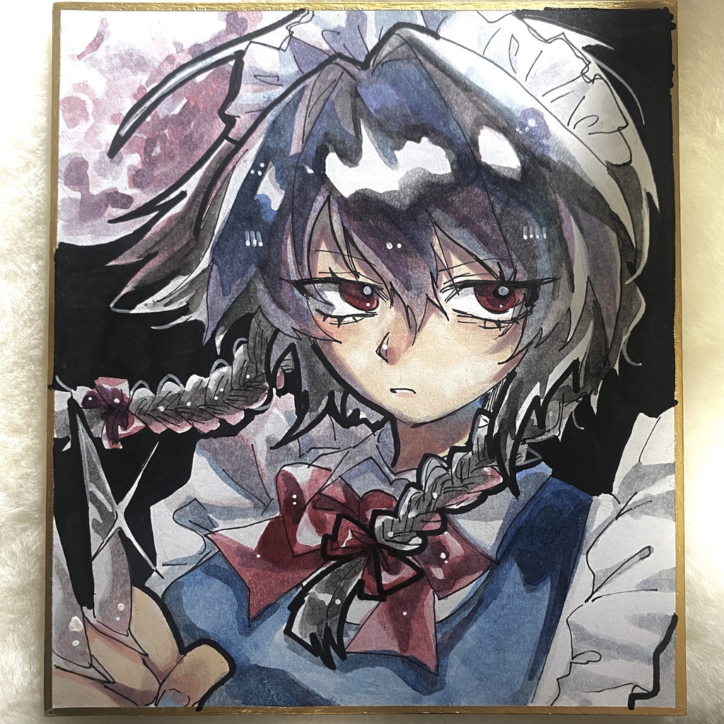 十六夜咲夜　手描き色紙　原画