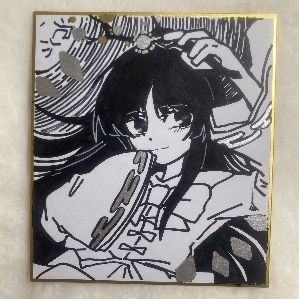 蓬莱山輝夜　手描き色紙　原画
