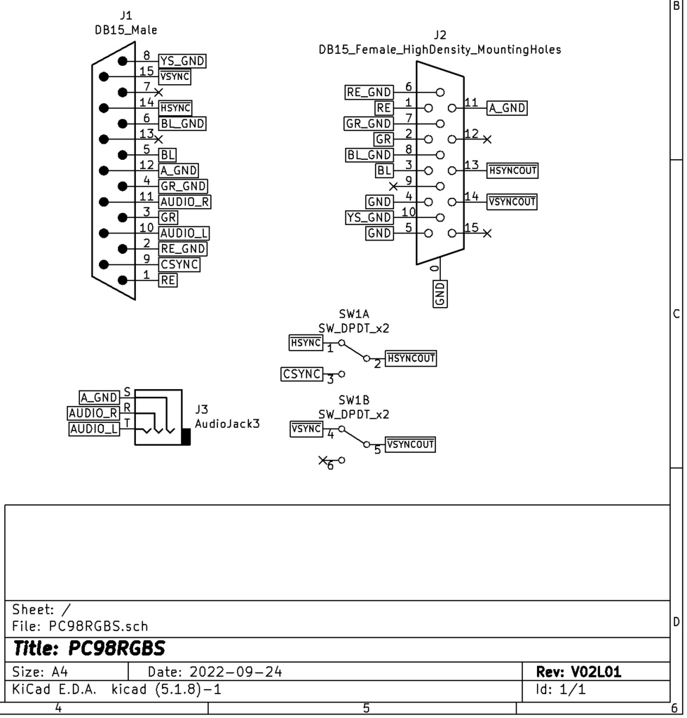 PC98RGBS PC-9801シリーズ用アナログRGB出力→VGA変換【完成品】