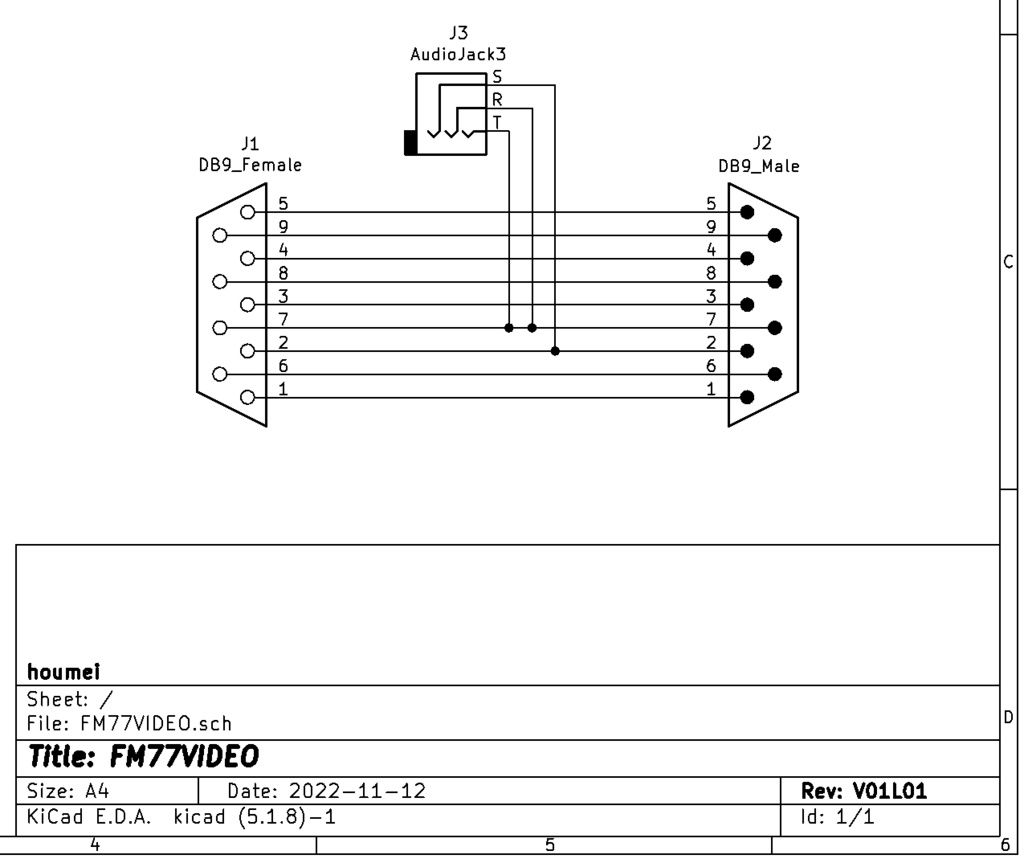 FM77VIDEO FM-77からコンポジットビデオ信号を取り出すアダプタ