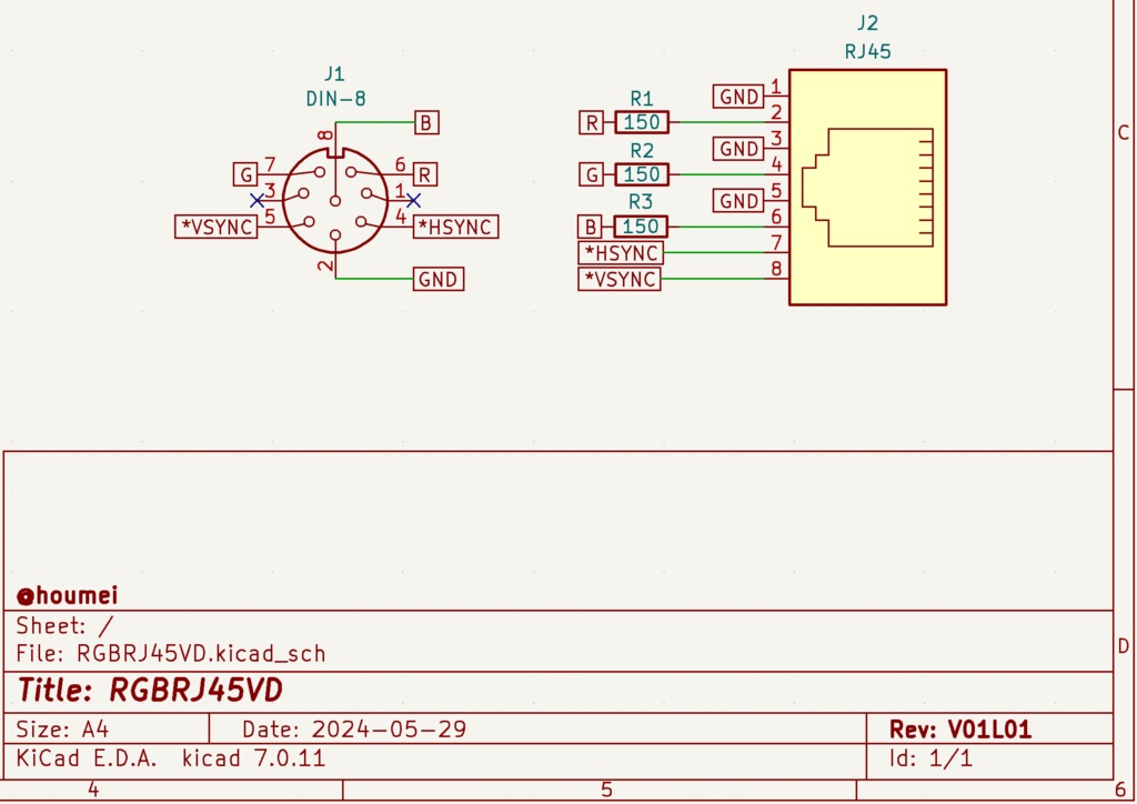 RGBRJ45VD デジタルRGB出力 - RJ45変換アダプタ(下向き)