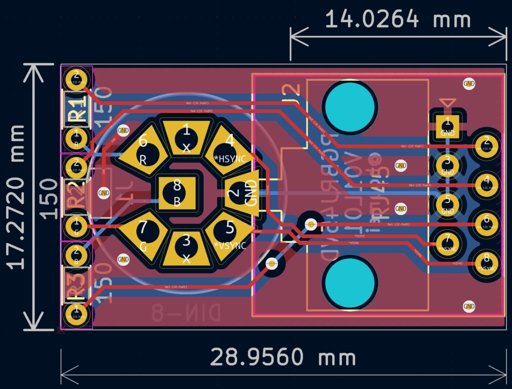 RGBRJ45VD デジタルRGB出力 - RJ45変換アダプタ(下向き)