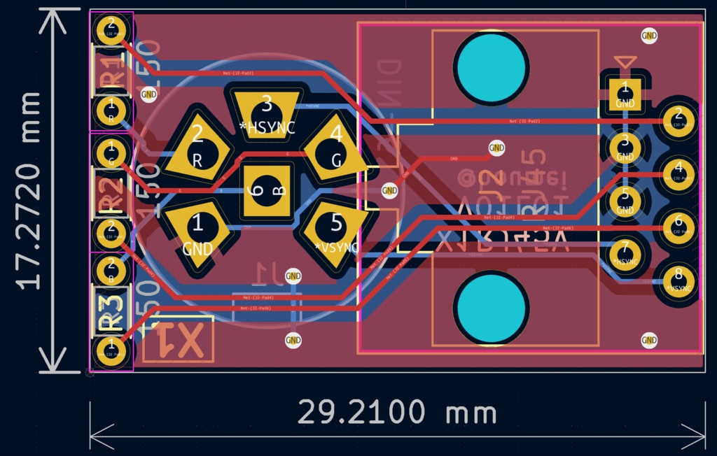 X1RJ45V - SHARP X1用 RGB出力-RJ45変換アダプタ(横向き)
