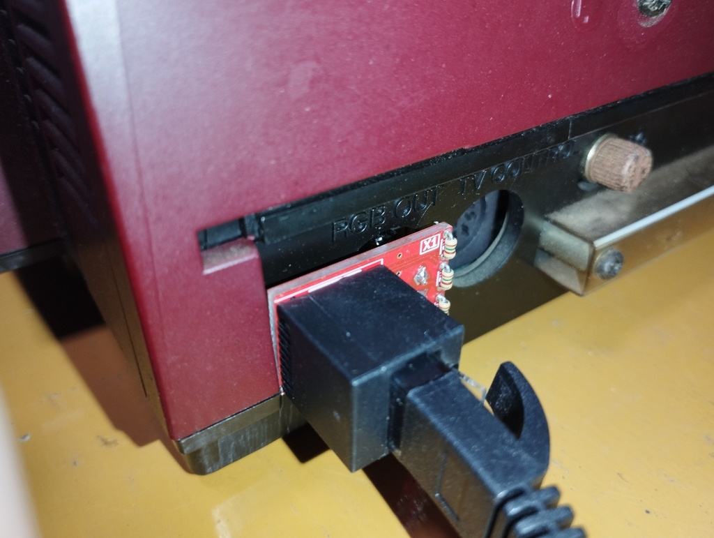 X1RJ45V - SHARP X1用 RGB出力-RJ45変換アダプタ(横向き)