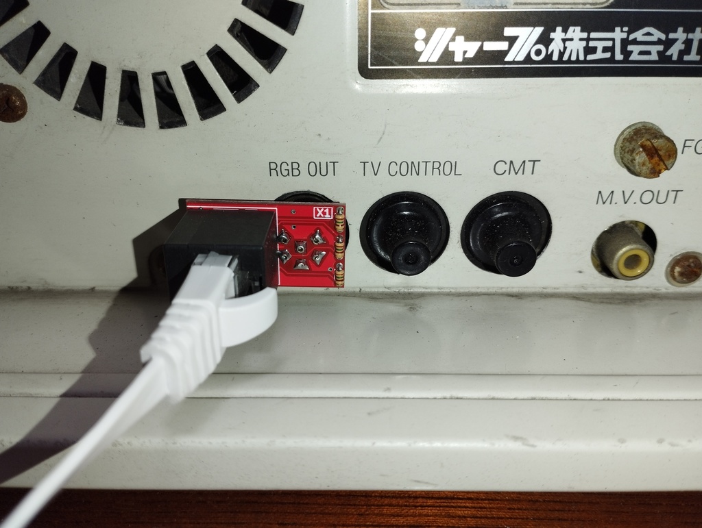 X1RJ45V - SHARP X1用 RGB出力-RJ45変換アダプタ(横向き)