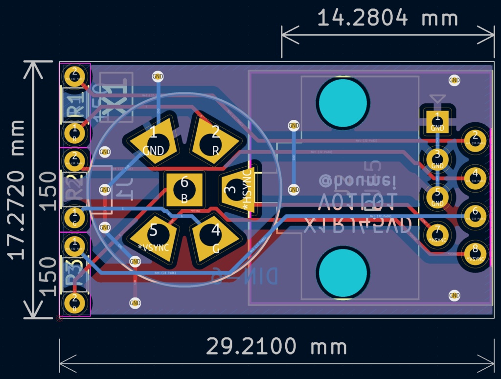 X1RJ45VD - SHARP X1用 RGB出力-RJ45変換アダプタ(縦向き)