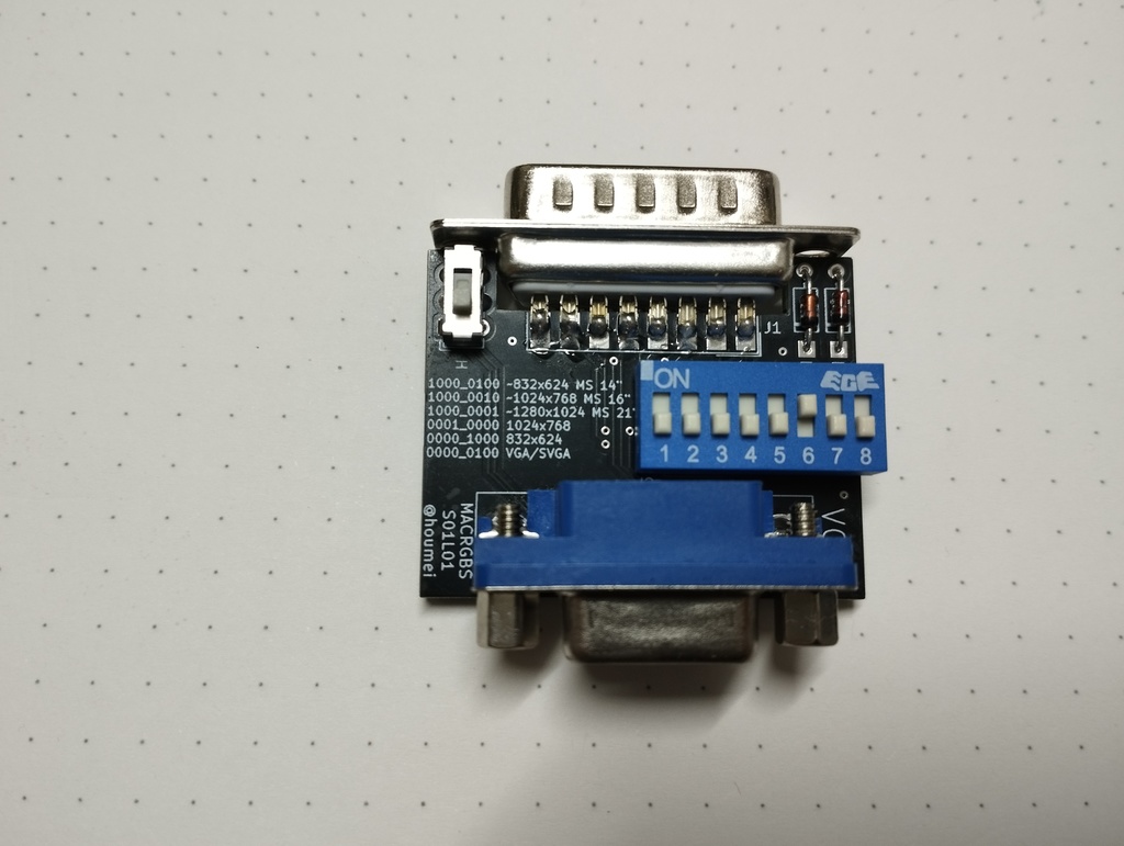 MACRGBS Macintosh用Dsub15ピンアナログRGBをVGAコネクタに変換