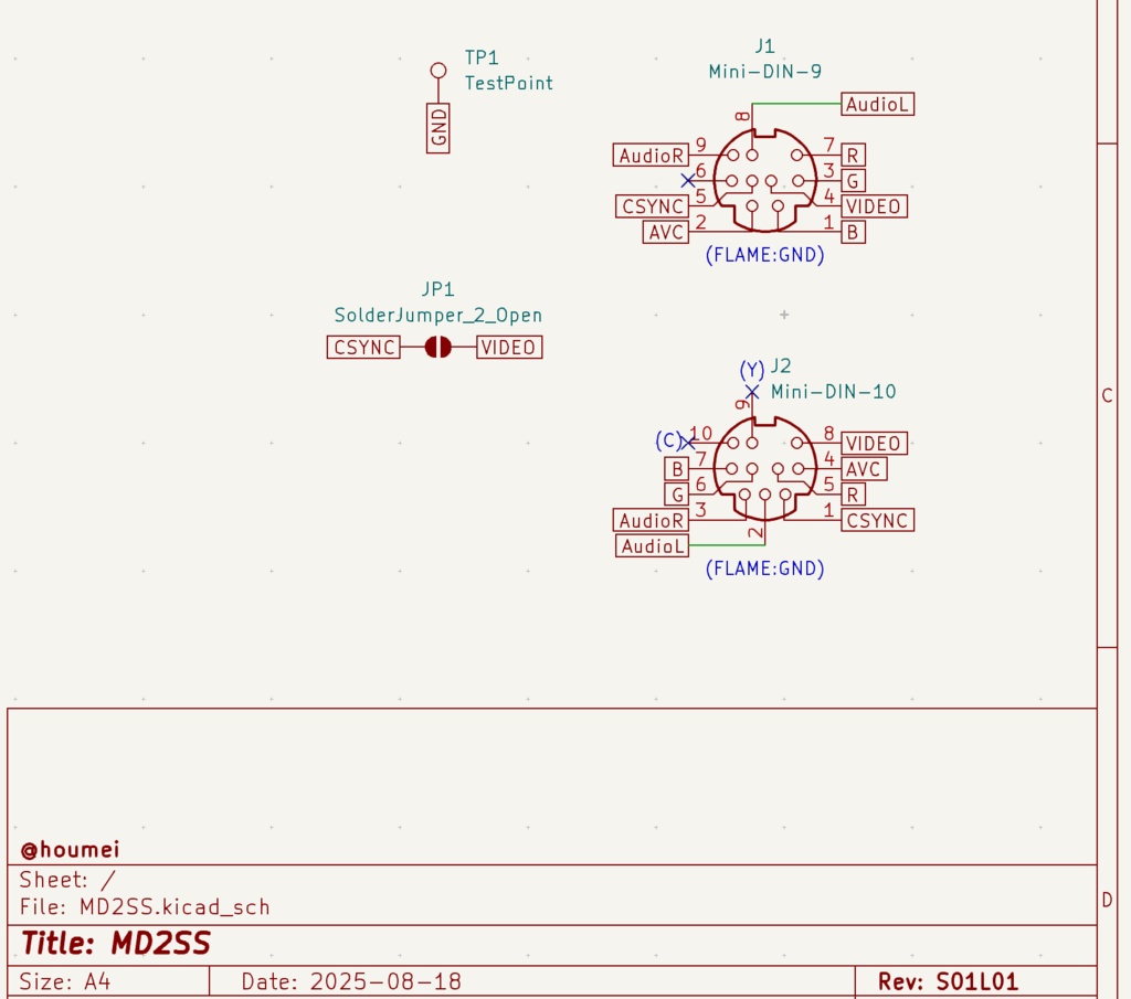 MD2SS メガドライブ2 mDIN9Pとセガサターン mDIN10Pを相互変換【キット】