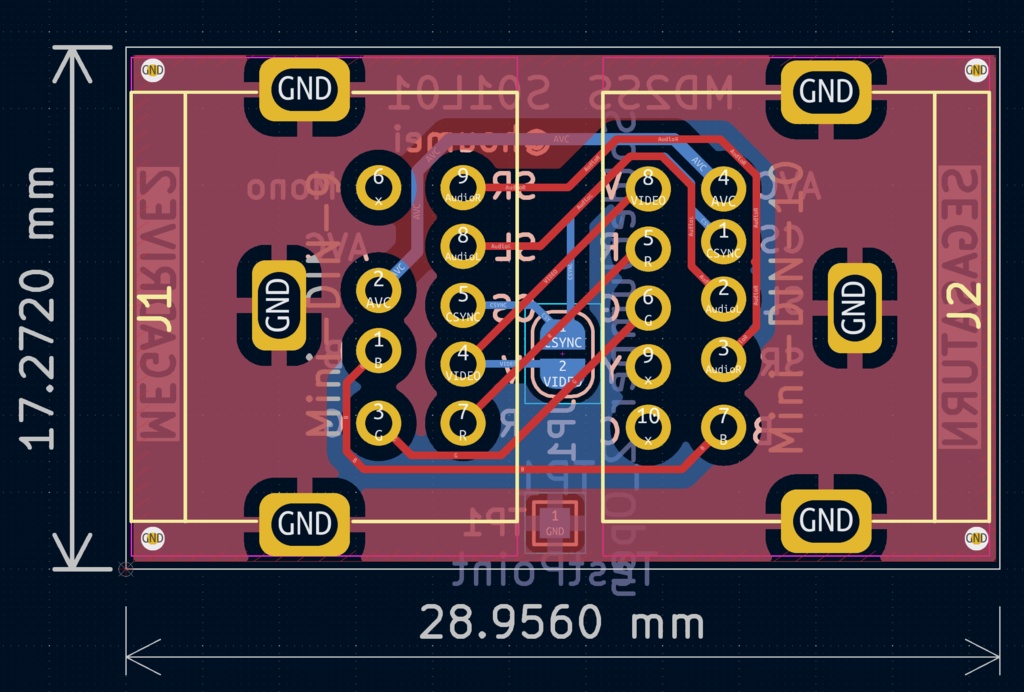 MD2SS メガドライブ2 mDIN9Pとセガサターン mDIN10Pを相互変換【キット】