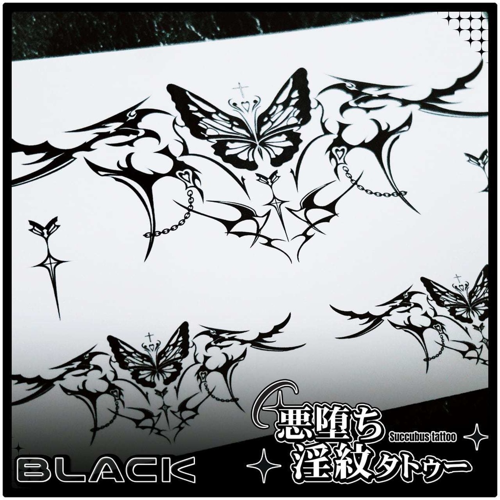 💗【貼るだけで堕ちる】淫紋タトゥーDarkPink/BLACK-聖痕の囚蝶