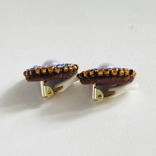 夏カラー☆パールイヤリング/ブラウン×ブルーピンク