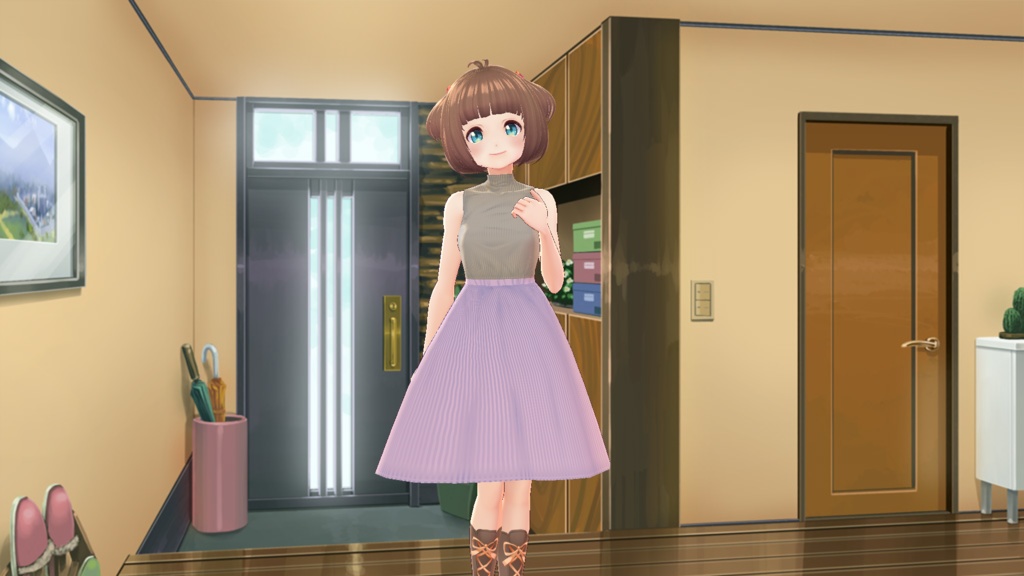 【VRoid】春の新作♪ニット+プリーツスカート風セット