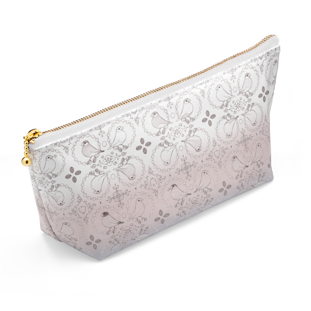 文鳥ブランコ文様 ポーチ 桜文鳥カラー