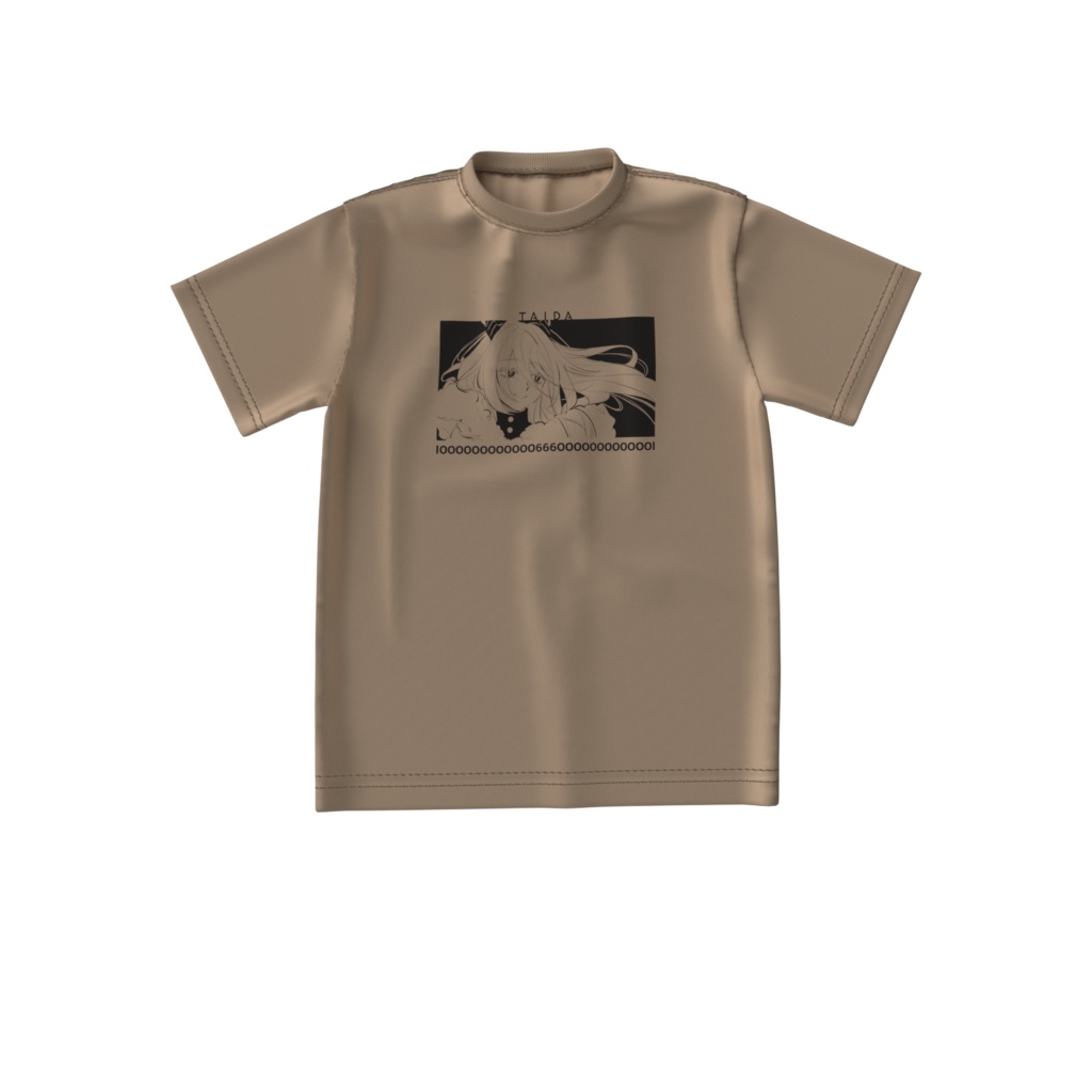 怠地るべる_TAIDA-Tシャツ(ベージュ)