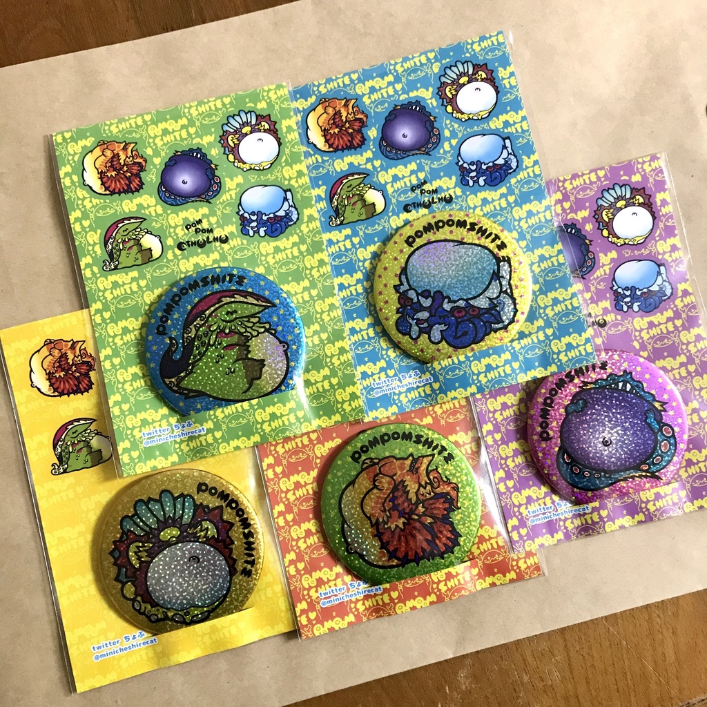 ぽんぽんクトゥルフ ホログラム缶バッチ+シール