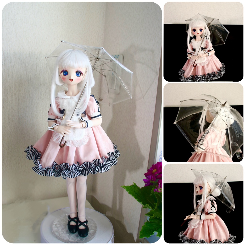 ひかりのクリア日傘 ドール用の日傘【1/4サイズ】