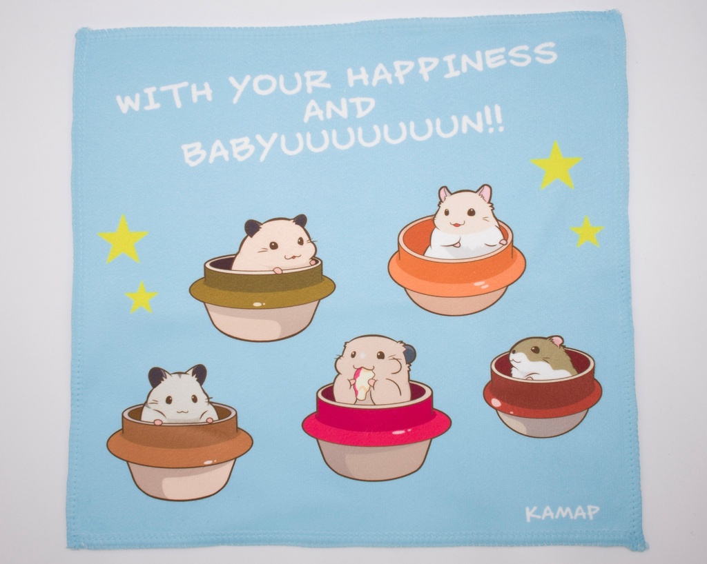 幸せ乗せてバビューンハンドタオル Kamap Booth