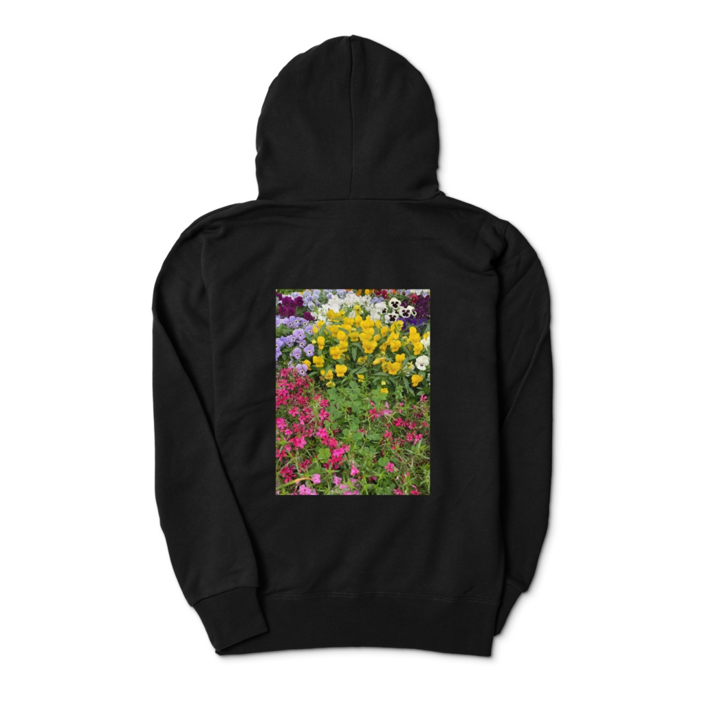 flowersジップパーカー黒