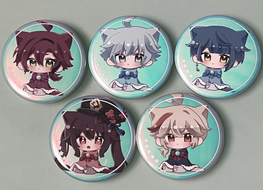 原神 ねこみみ オーロラ缶バッジ