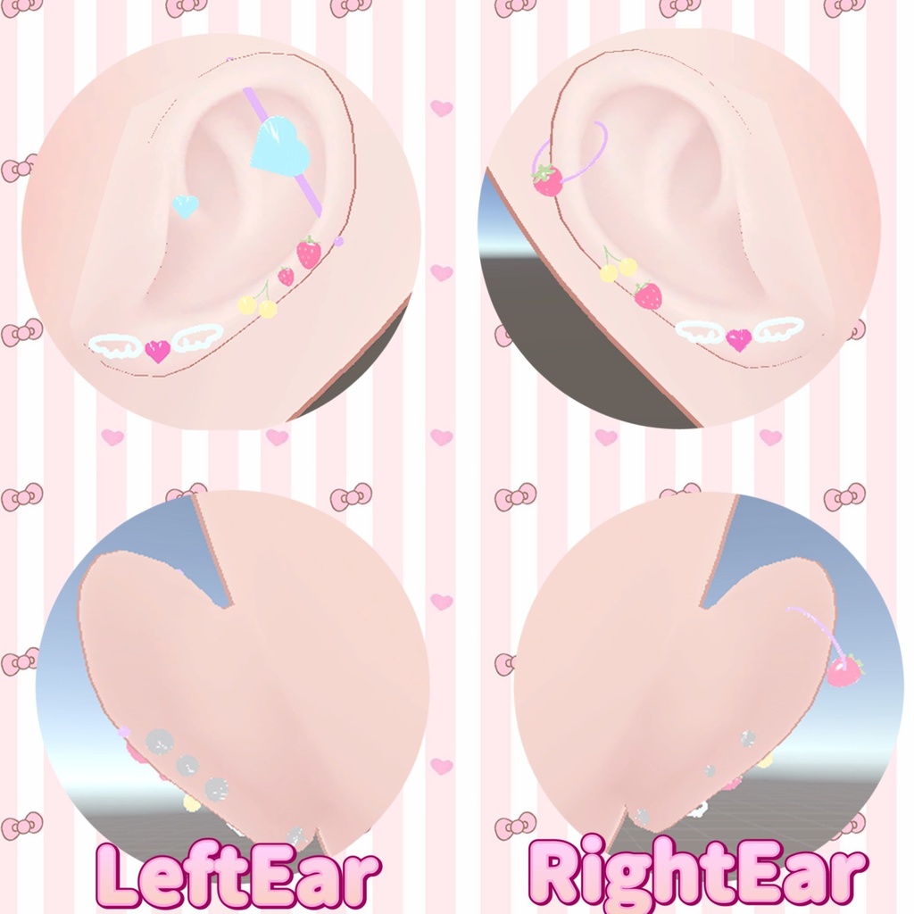 🍒9アバター対応🎀フルーツ&天使の羽根ピアス🍒