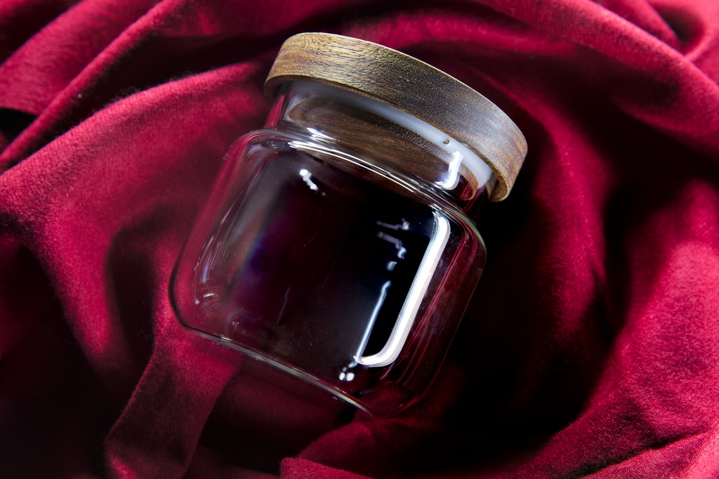 ★木蓋ガラスキャニスター(アカシア)