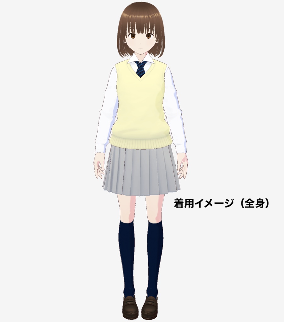 【無料】VRoid Studio用カスタムアイテム「紺ハイソックス」その2