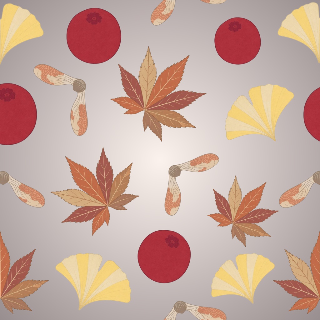 秋彩 -あきいろ-|和の紅葉柄デジタルペーパー 3枚セット|紅葉・銀杏・秋の実|着物風・和柄