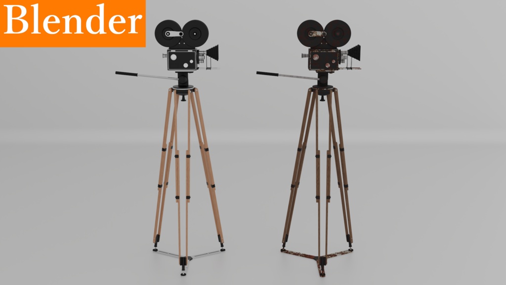 【3Dモデル】レトロ映画セット