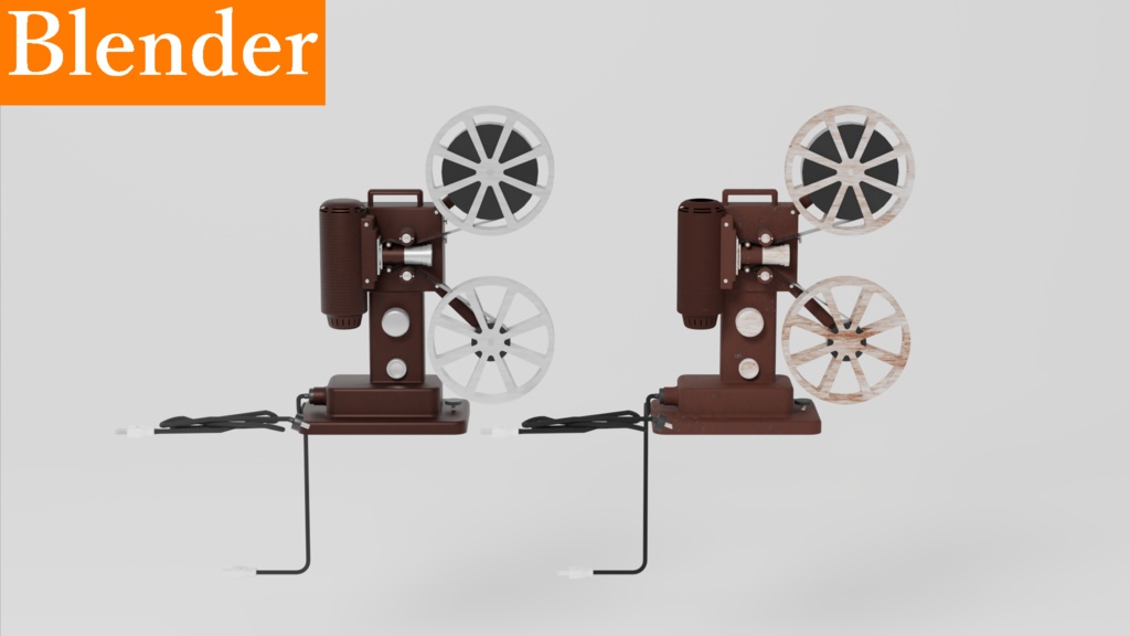 【3Dモデル】レトロ映画セット