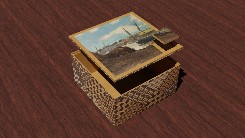 【3Dモデル】寄木箱