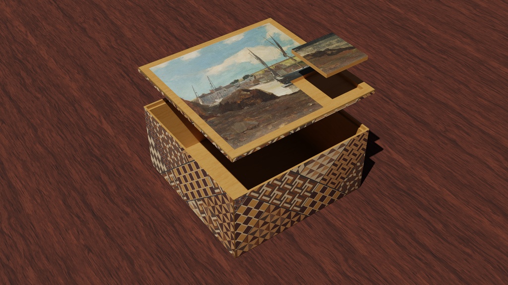 【3Dモデル】寄木箱