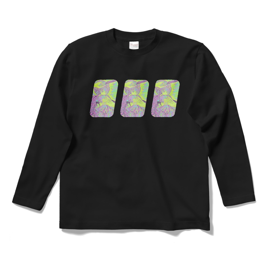 カラスとりんごロングスリーブTシャツ ブラック