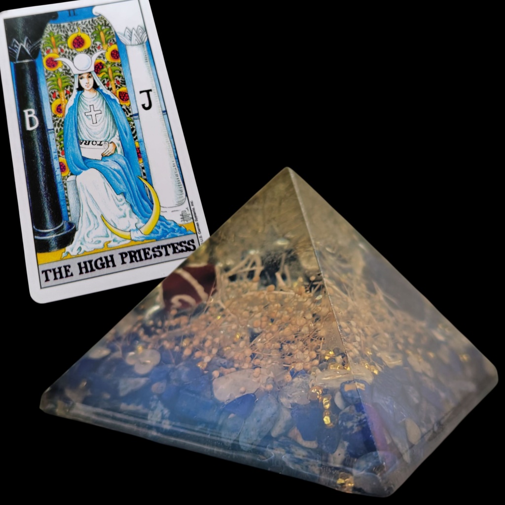 オルゴナイトTシャツ The High Priestess(ハイプリエステス) 蓮華天珠とラピスラズリのオルゴナイト