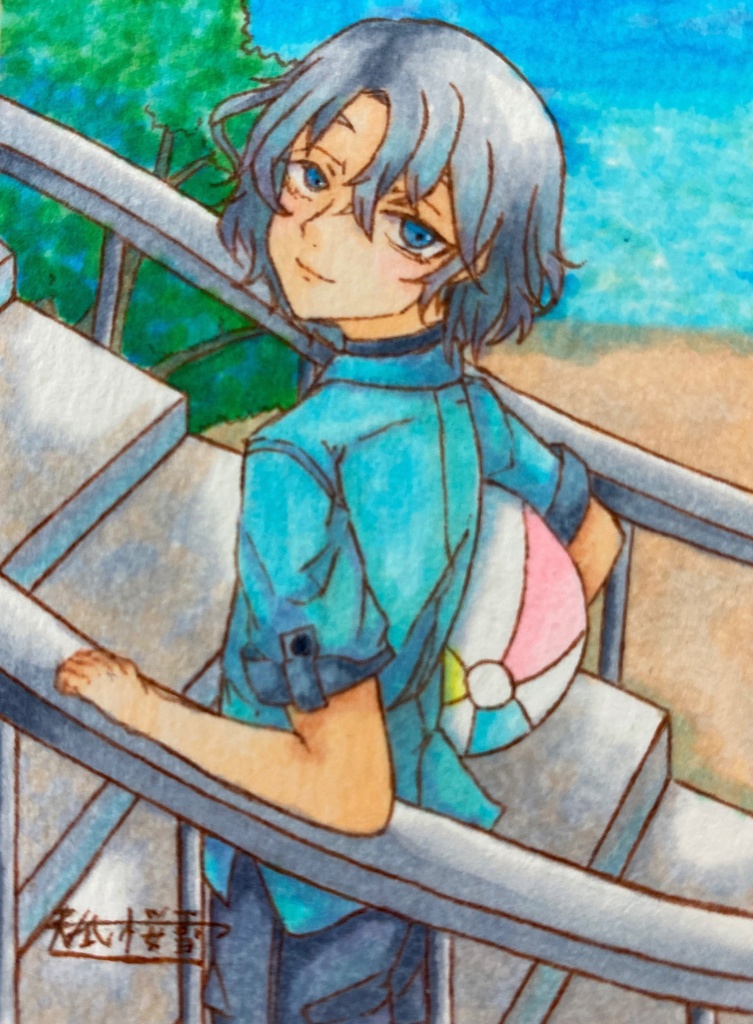 ミニ原画/海辺の思い出