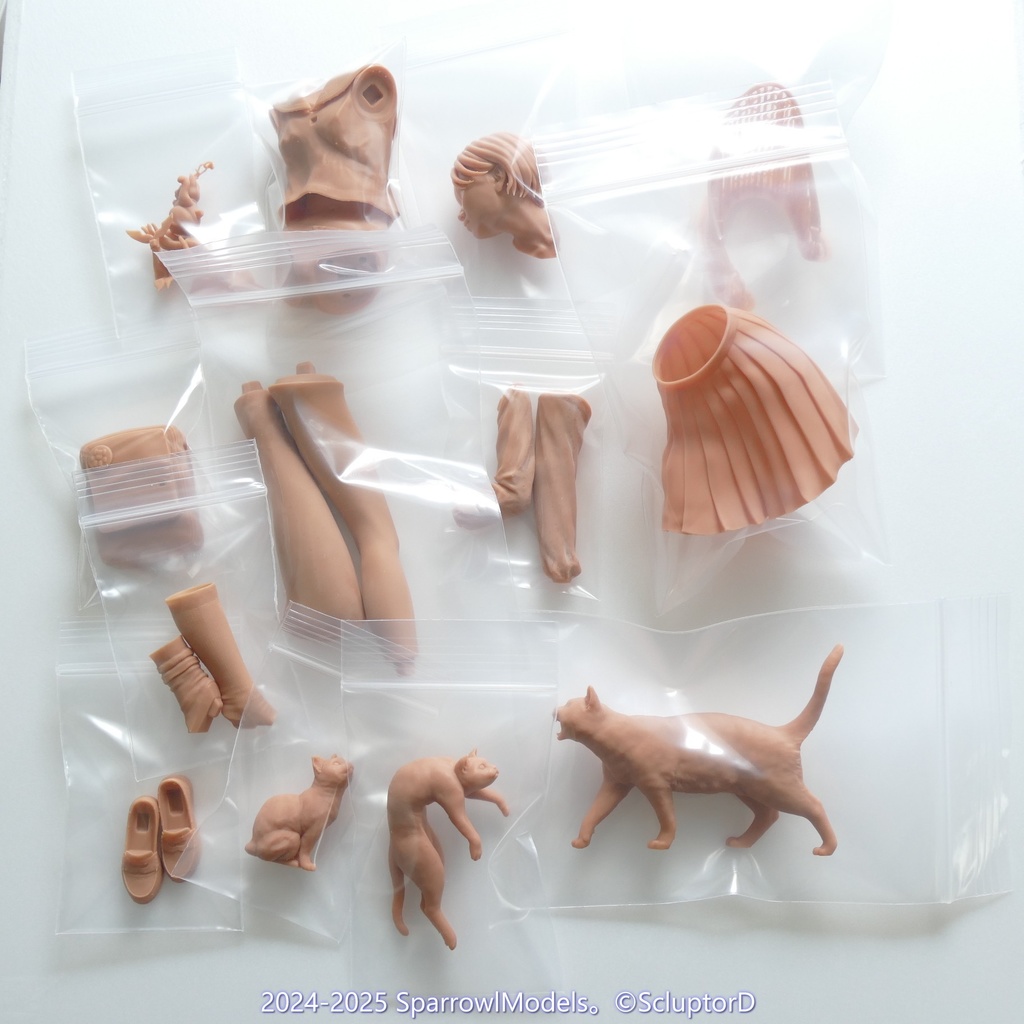 猫と女学生:1/8スケール: ガレージキット