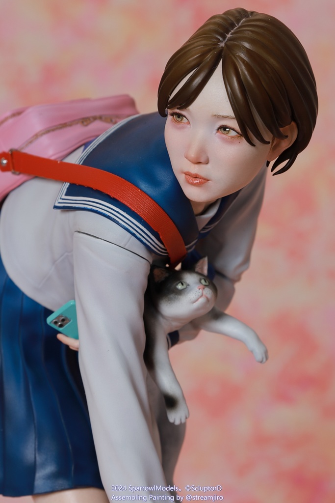 猫と女学生:1/8スケール: ガレージキット