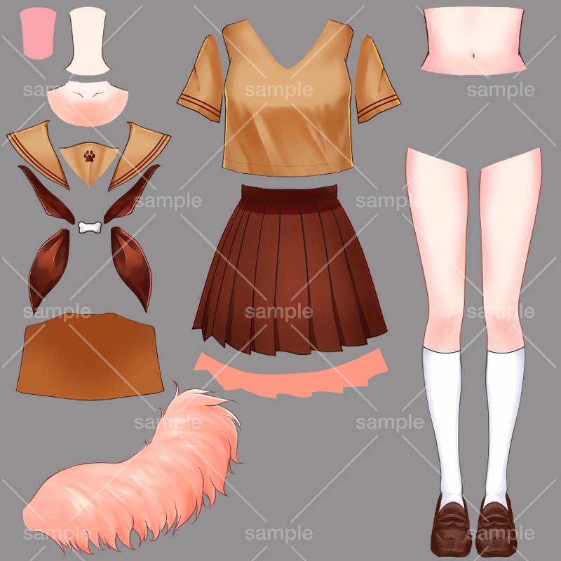 【Live2D用】ケモミミ+制服【パーツ分け済みPSD】