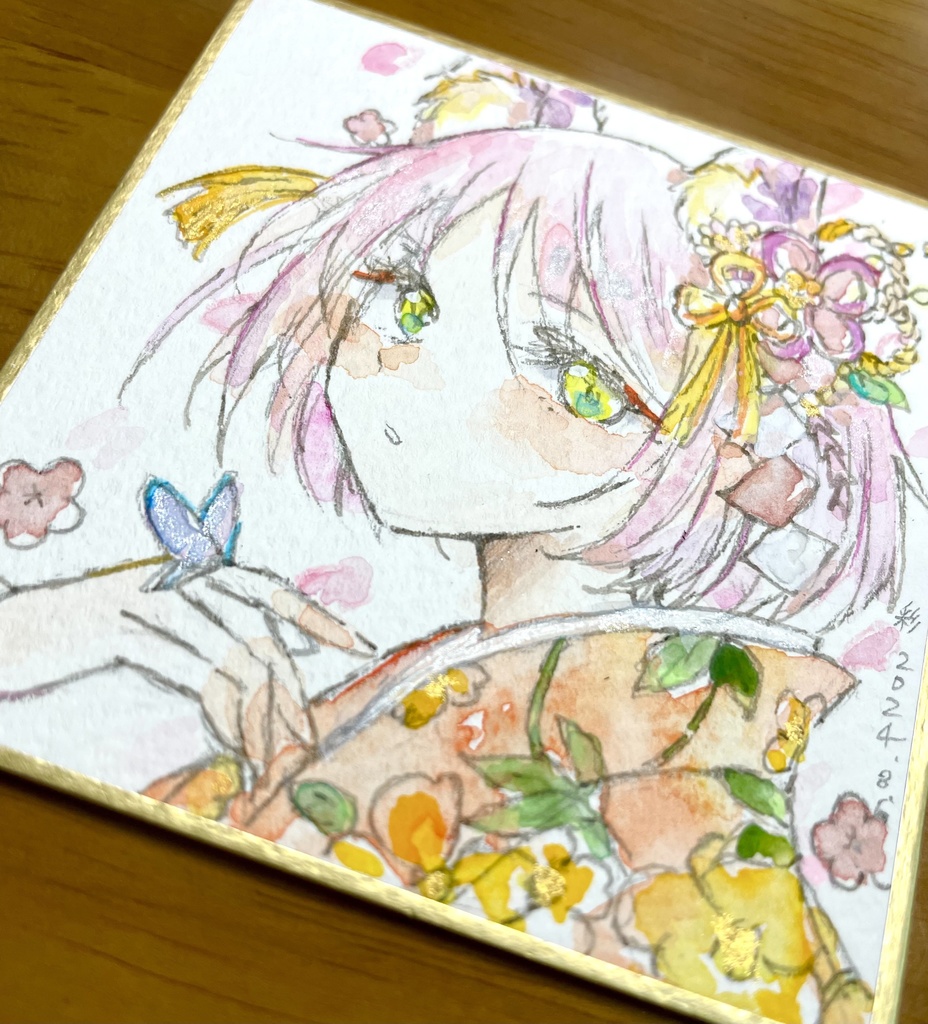 【ミニ原画】ケモミミ ピンク