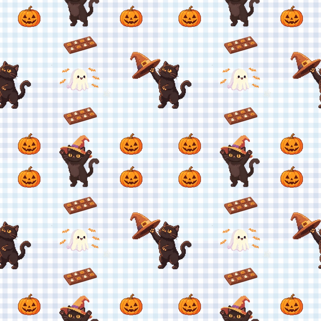 【5枚セット・ドット絵風】ハロウィン デジタルペーパー|シームレス・デジタル手帳・背景素材・手帳素材
